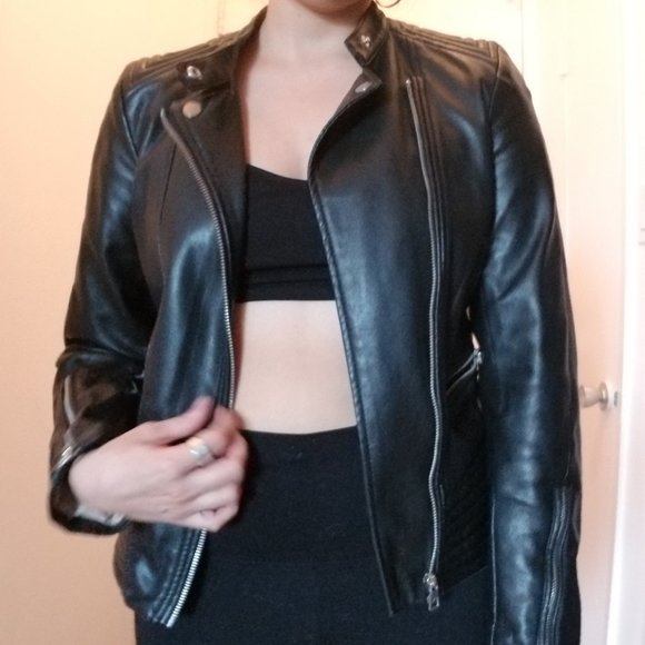 MED - H&M Black Faux Leather Jacket - Picture 1 of 1